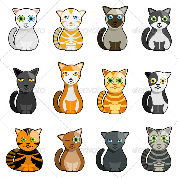 12 Cute Cats by Rocket400 GraphicRiver