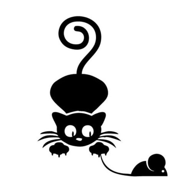 12.4*15.2CM Cute Cat & Mouse Vinyl Decal Funny Cartoon Car