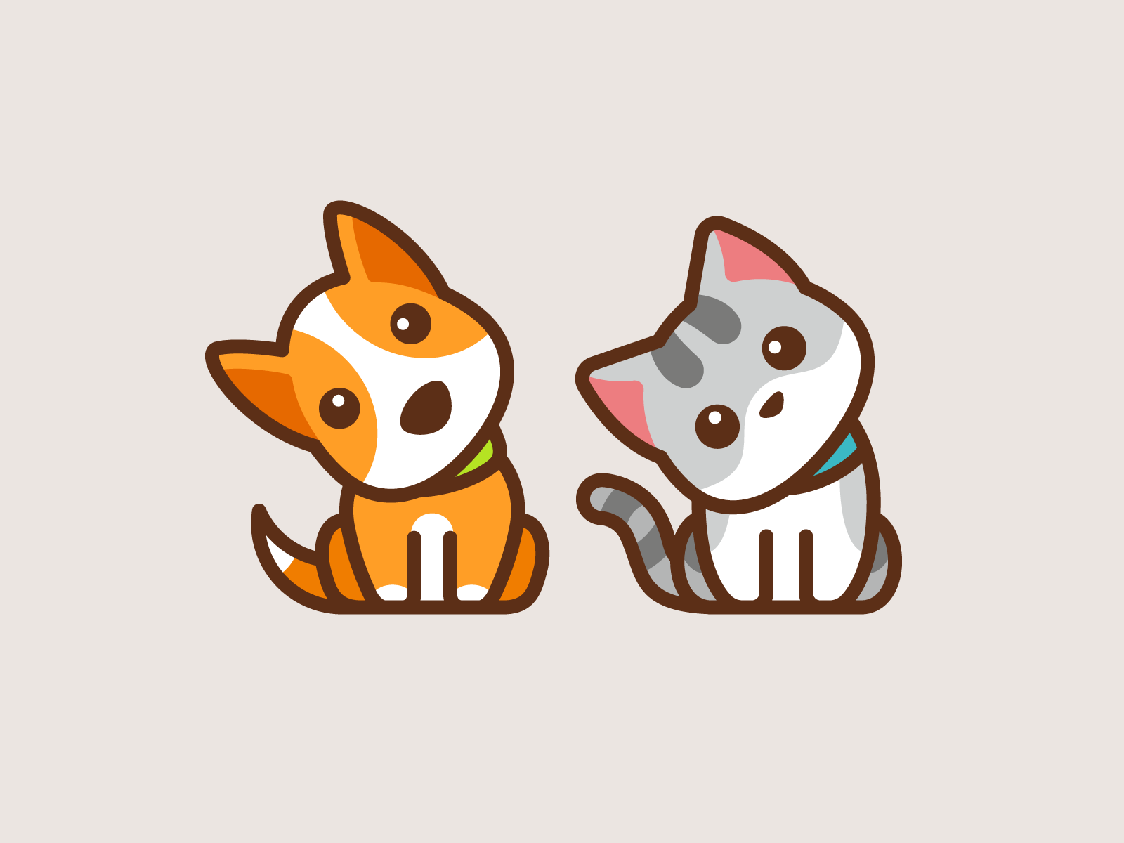 Confused Dog & Cat Cute dog drawing, Pet logo design