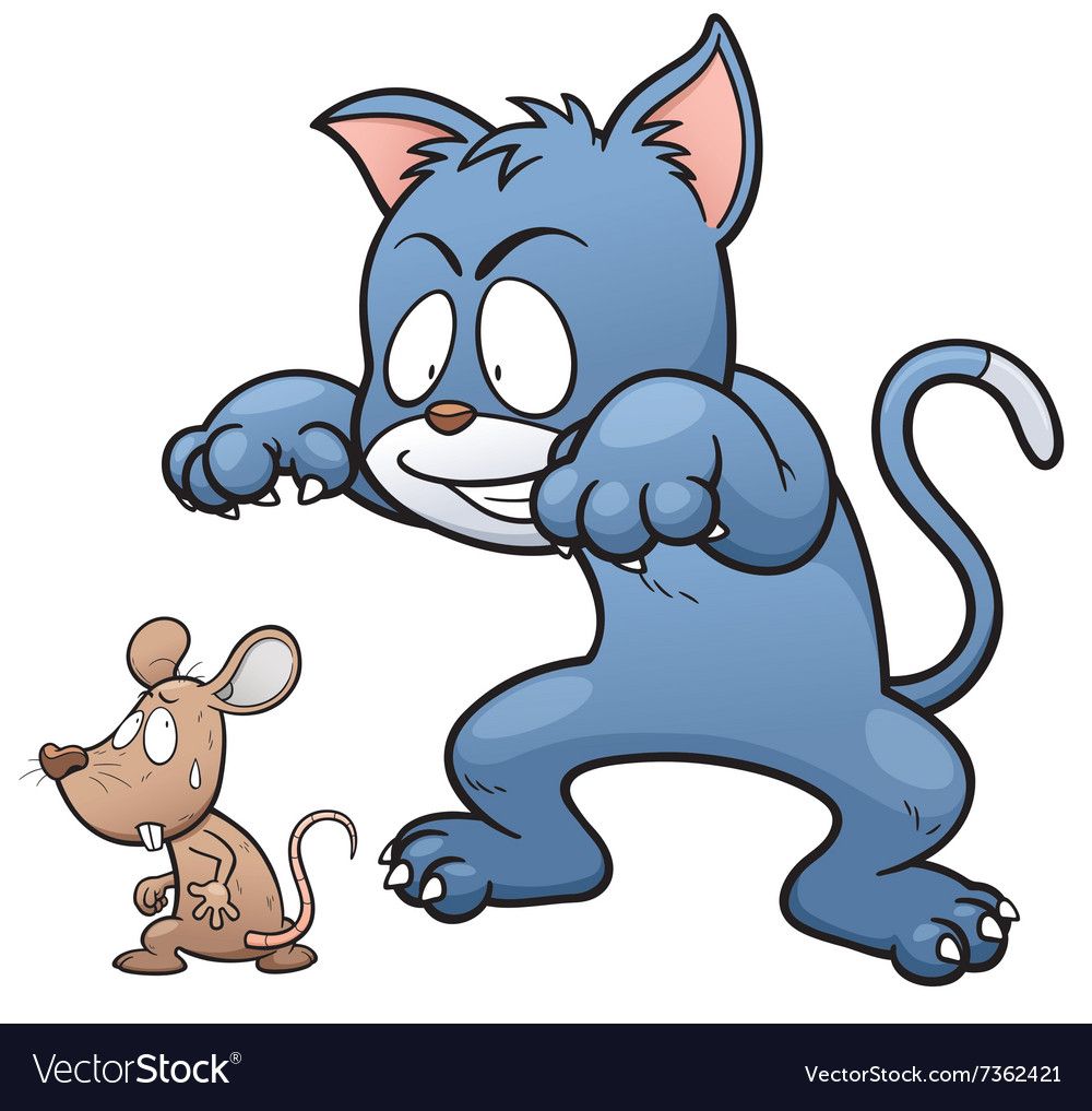 Vector illustration of cartoon Cat and rat. Download a