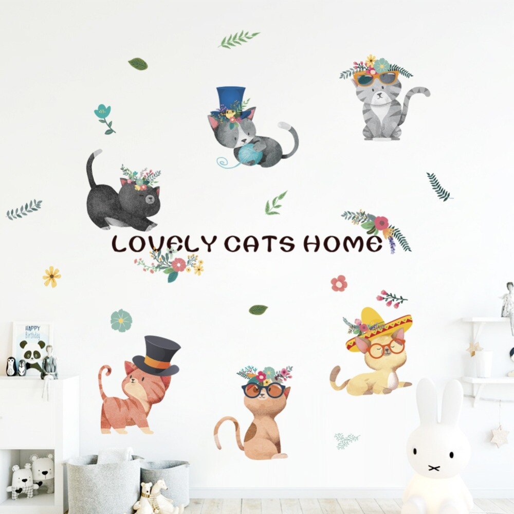 2018 New arrival cute cartoon cat cats wall stickers for