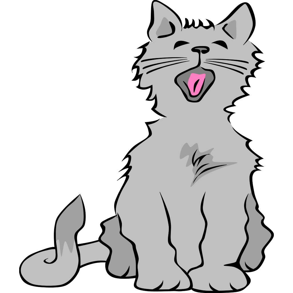 Gray Yawning Kitty PNG, SVG Clip art for Web Download