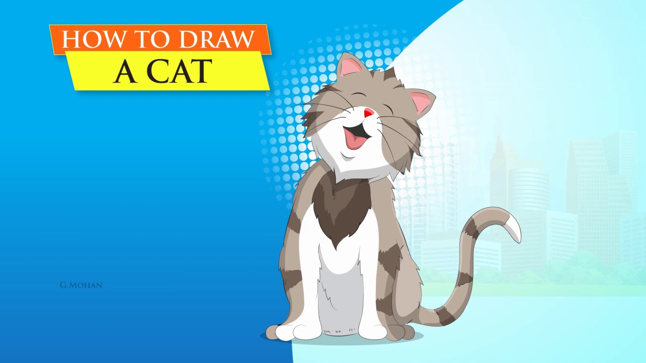 CAT DRAWING EASY HOW TO DRAW A CAT EASY FOR KIDS