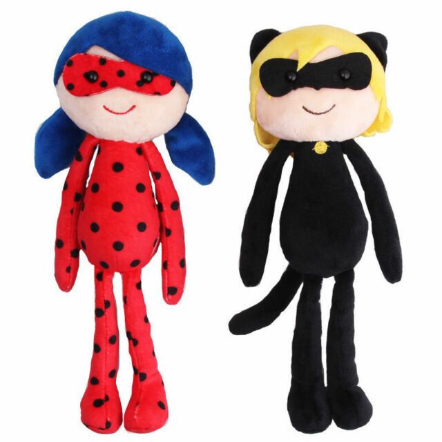 2pcs Miraculous Ladybug Cat Noir PLAGG Tikki Plush Doll