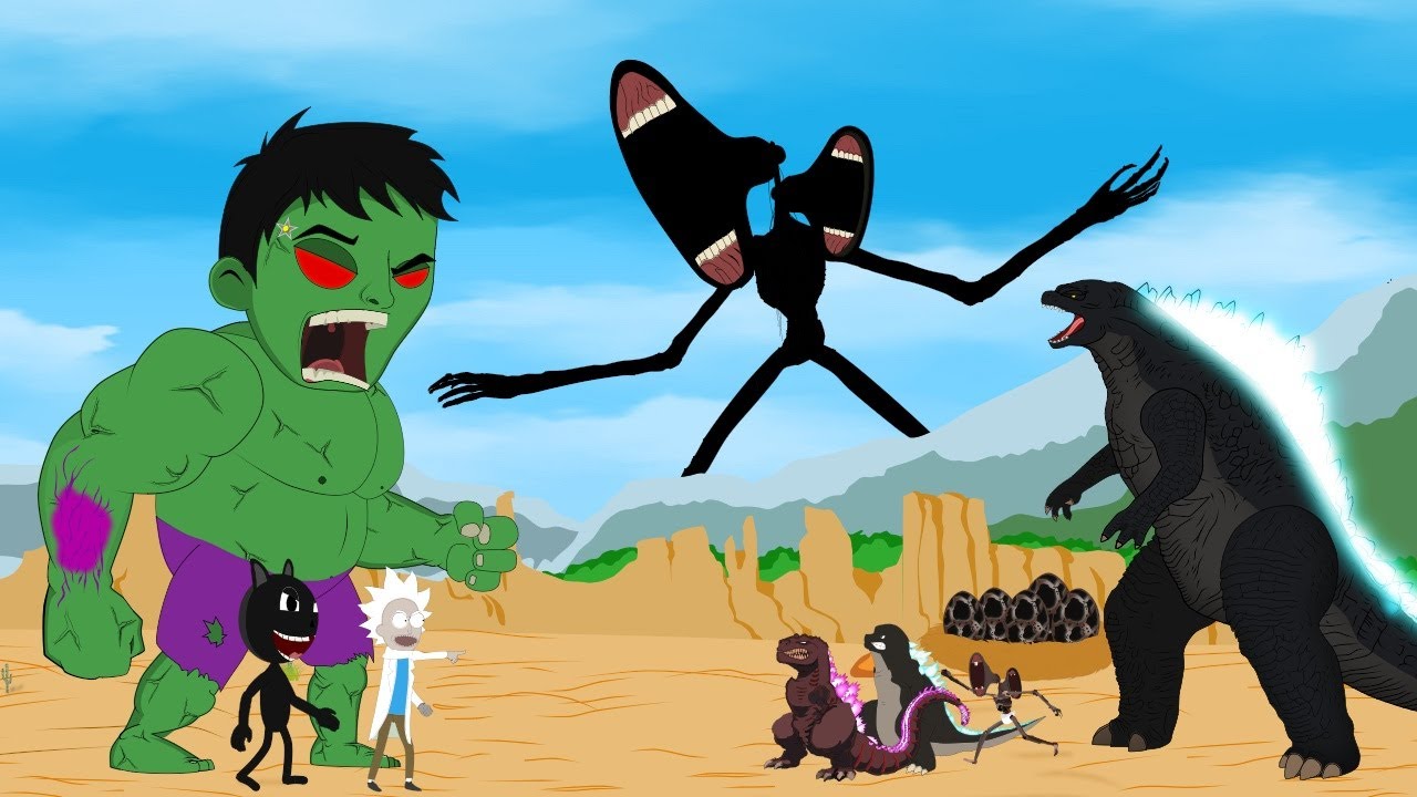 Godzilla vs Shin Godzilla HULK And Cartoon Cat Attack