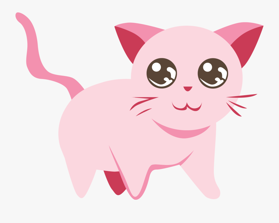Transparent Cat With Yarn Clipart Cute Pink Cat Cartoon
