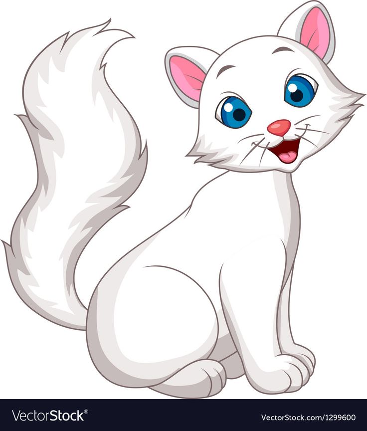 Vector illustration of Cute white cat cartoon sitting