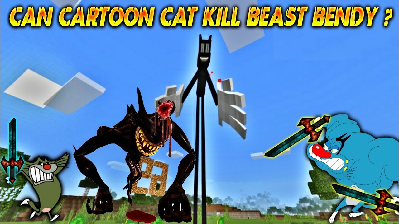 2 Can Cartoon Cat Kill Beast Bendy ? With Oggy Sinchan