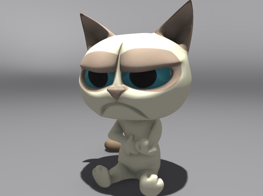 3D Printable Cartoon Grumpy Cat 3D Model 3D printable