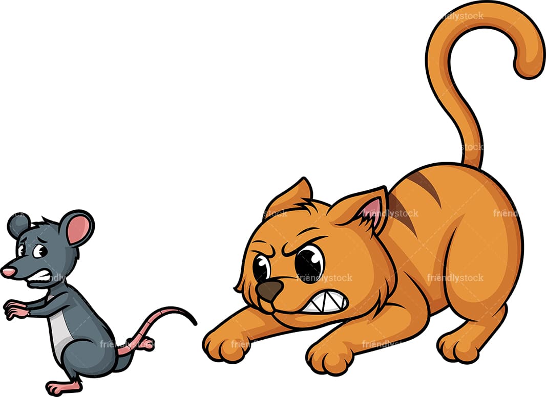 Cat Chasing Mouse Cartoon Clipart Vector FriendlyStock