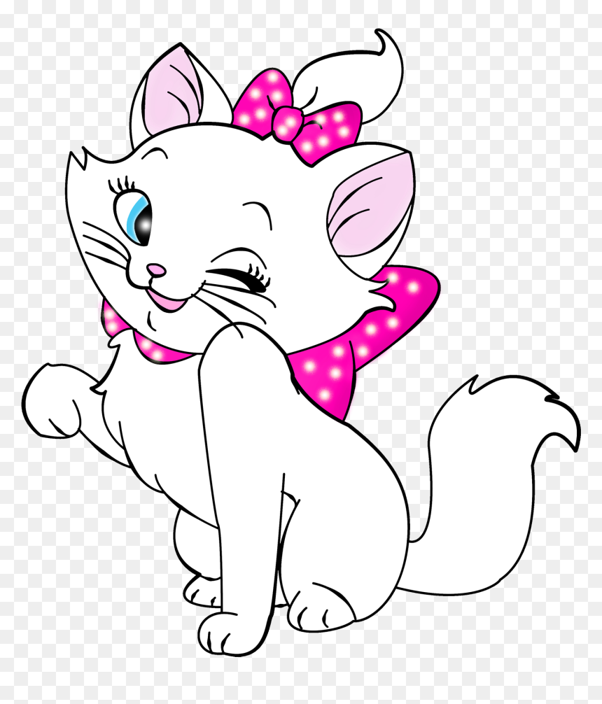 Animated Kitten Clipart White Cute Cat Cartoon, HD Png
