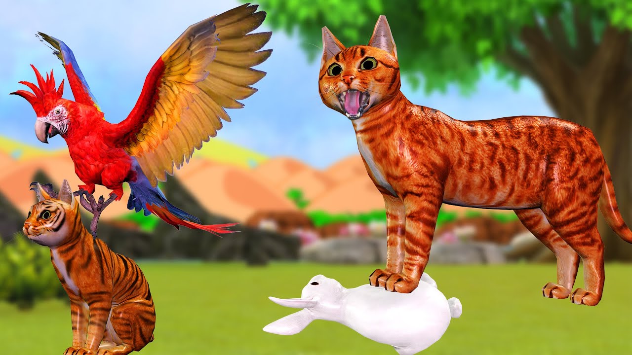 Cat And Rabbit And Parrot 3D Animated Comedy Moral Stories