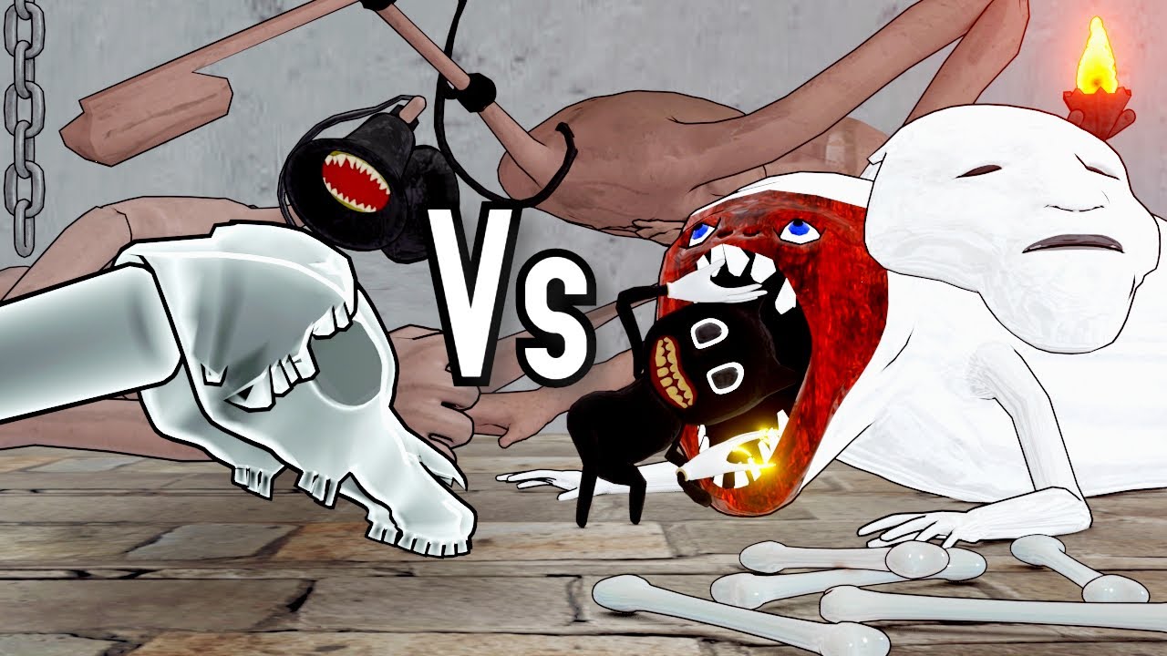 Cartoon Cat vs Long Horse vs Bridge Worm vs Lamp Head and