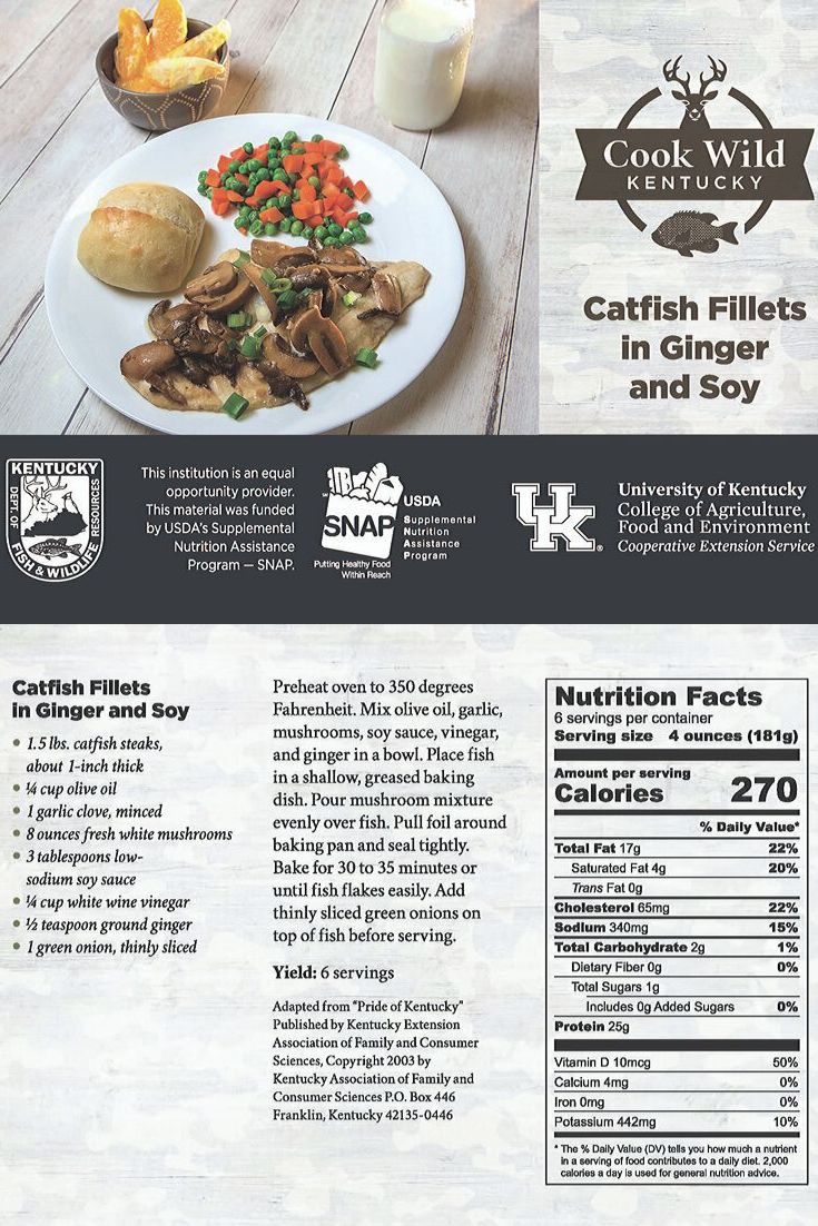 Catfish Fillets in Ginger and Soy Cooking, Fillet, Nutrition