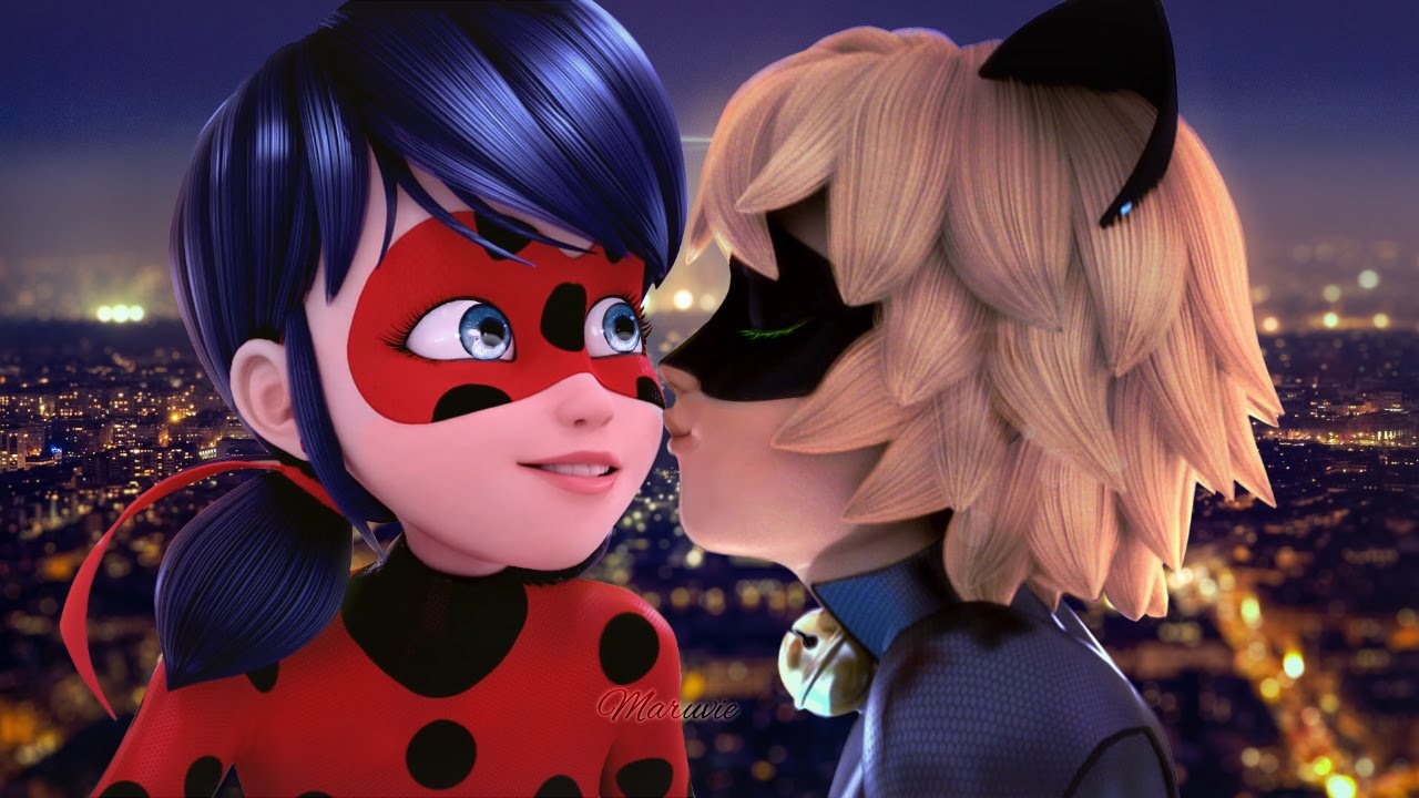 Miraculous Ladybug Speededit LadyNoir Cute Kiss on the.