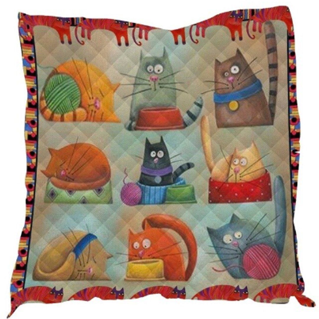 Funny Cartoon Cat Quilt Cat quilt, Quilts, Cartoon