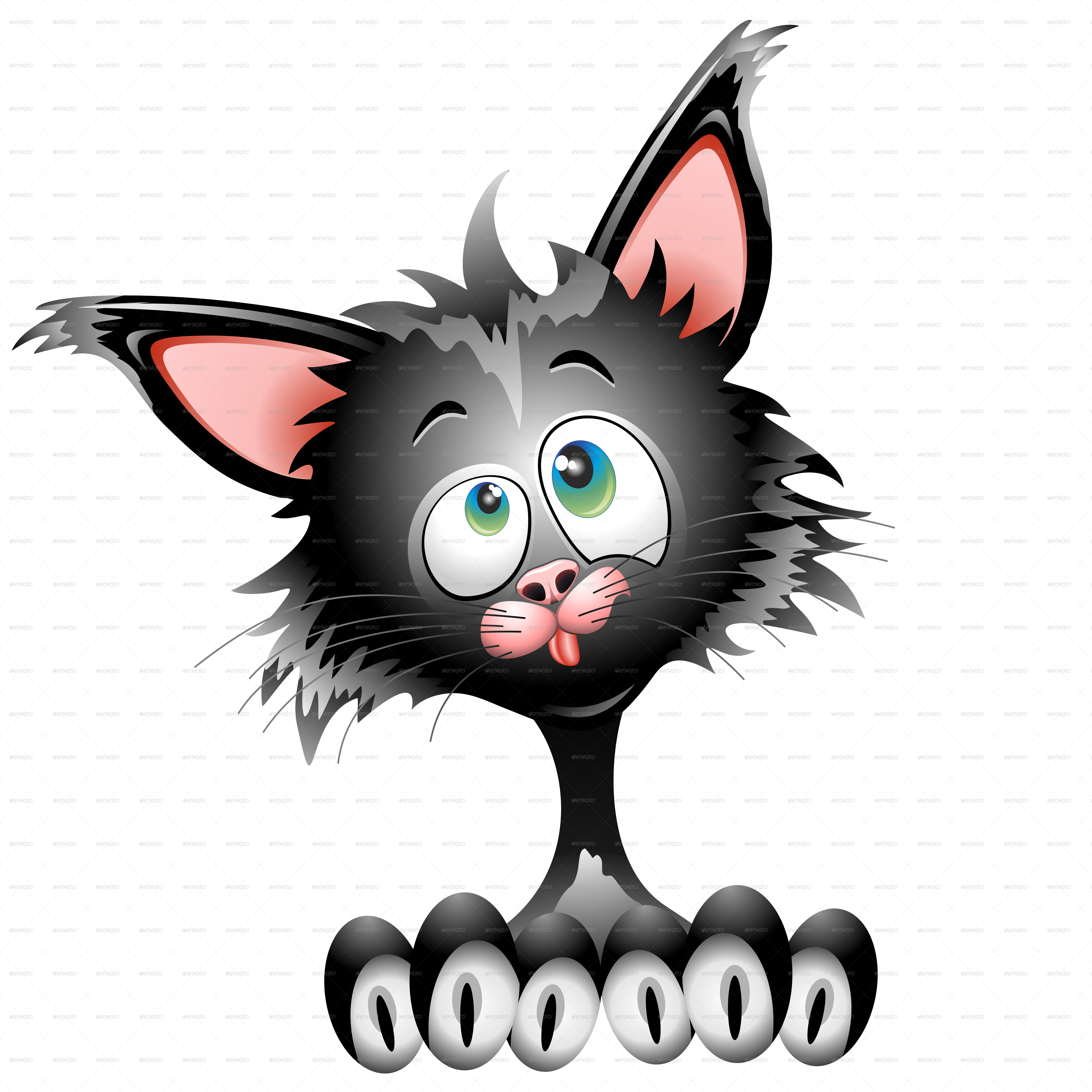 Cat Cartoon Character Funny Face Portrait by Bluedarkat