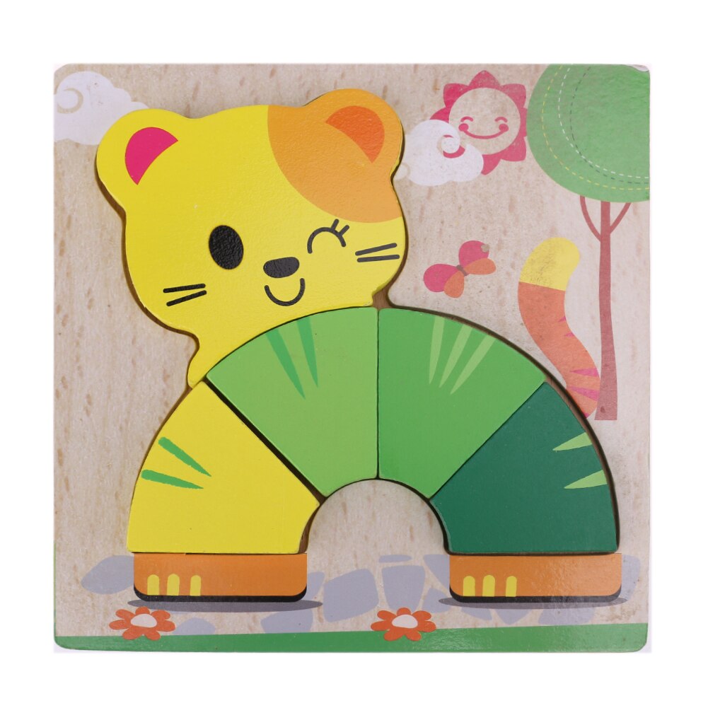Cute Cat Jigsaw Puzzles Educational 3D Wooden Toys Baby