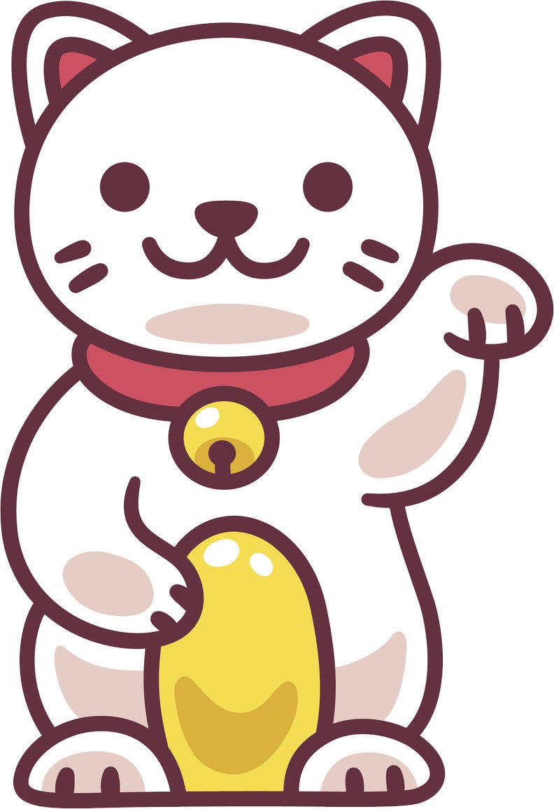 Cute Kawaii Maneki Neko Kitty Cat Cartoon Emoji Vinyl