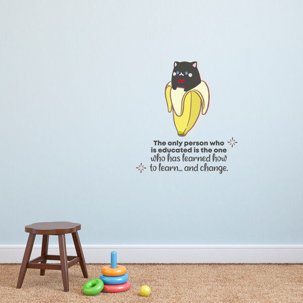Zoomie Kids Educated Banana Cat Cute Cartoon Quotes Wall