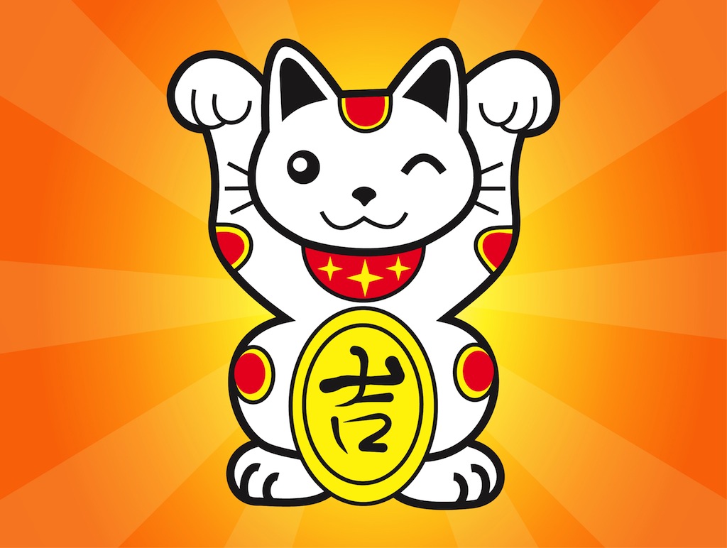 Japanese Lucky Cat Vector Art & Graphics
