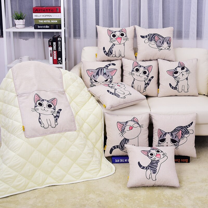 Lovely Cartoon Cat Cushion Quilt High Quality Super Soft