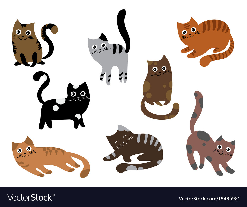 A set of cats a collection of cartoon kittens of Vector Image