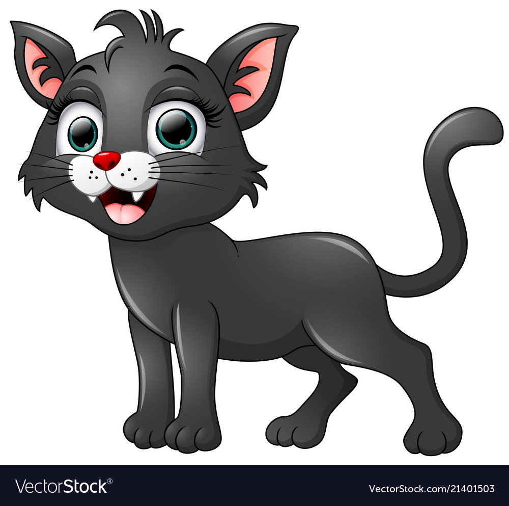 Black cat cartoon isolated on white background Vector Image