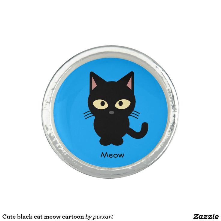 Cute black cat meow cartoon ring Cats, Cute black cats