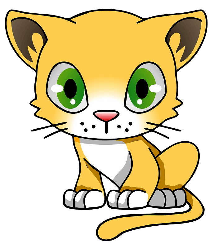 Yellow Cat with Large Green Eyes clipart. Free download