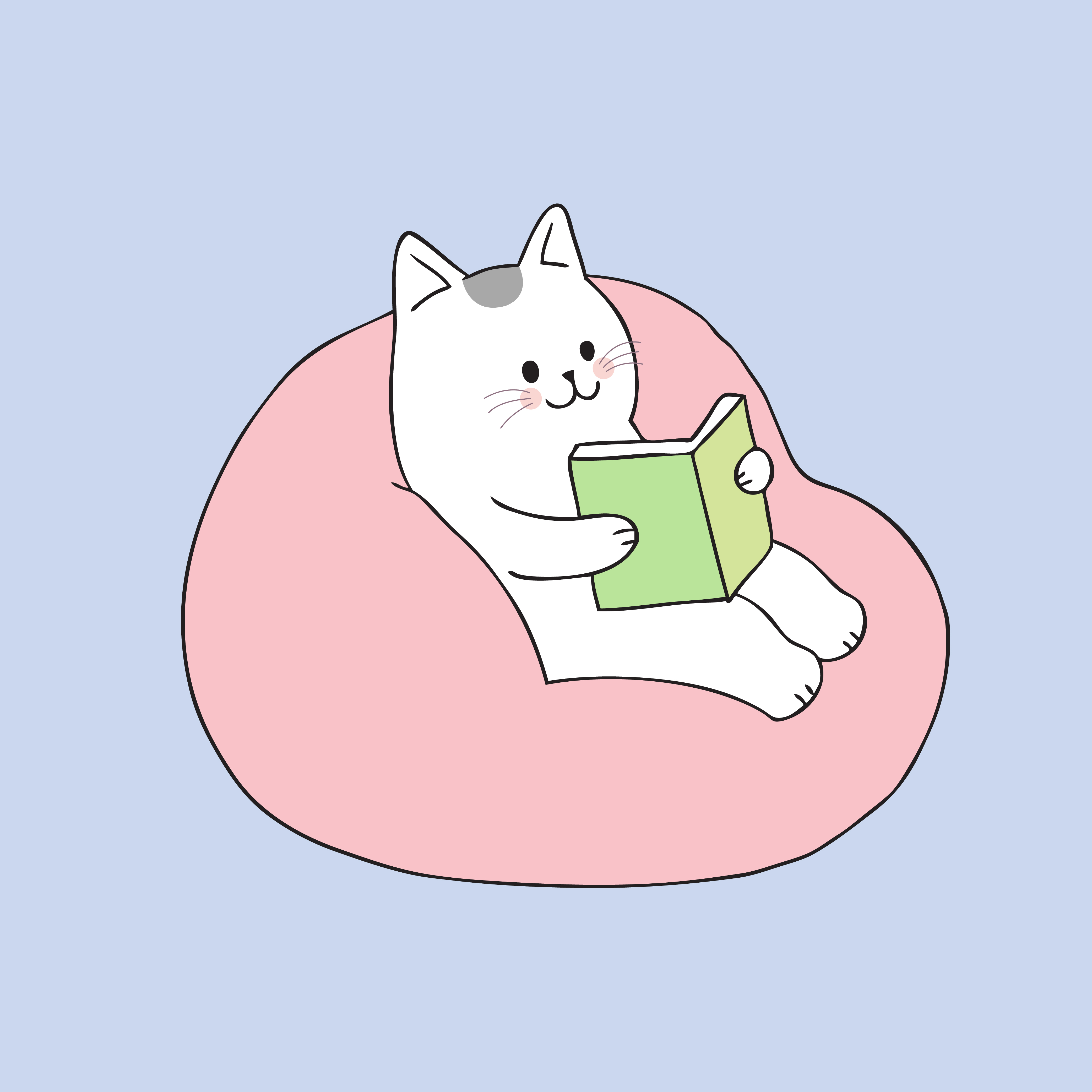 Cartoon cute cat reading on sofa vector. 622943 Vector Art