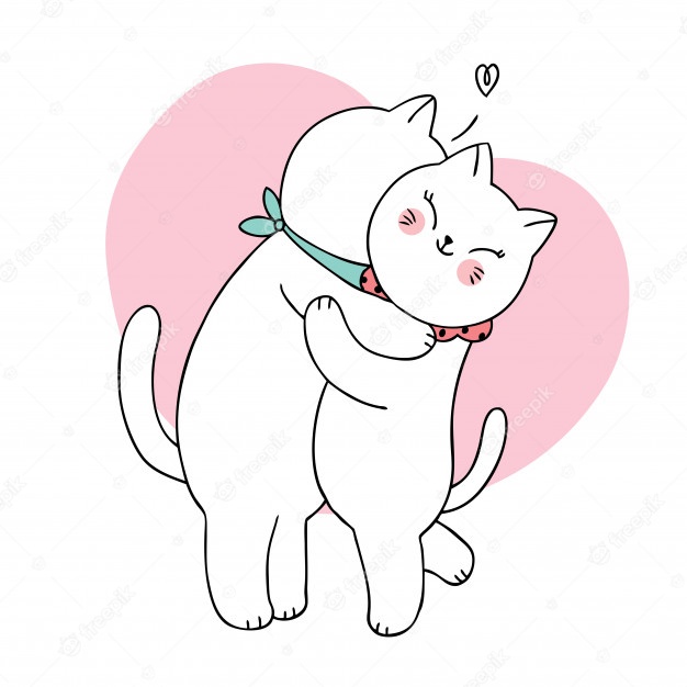 Premium Vector Cartoon cute couple white cats huging