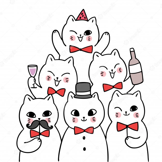 Premium Vector Cartoon cute new year , cat celebration