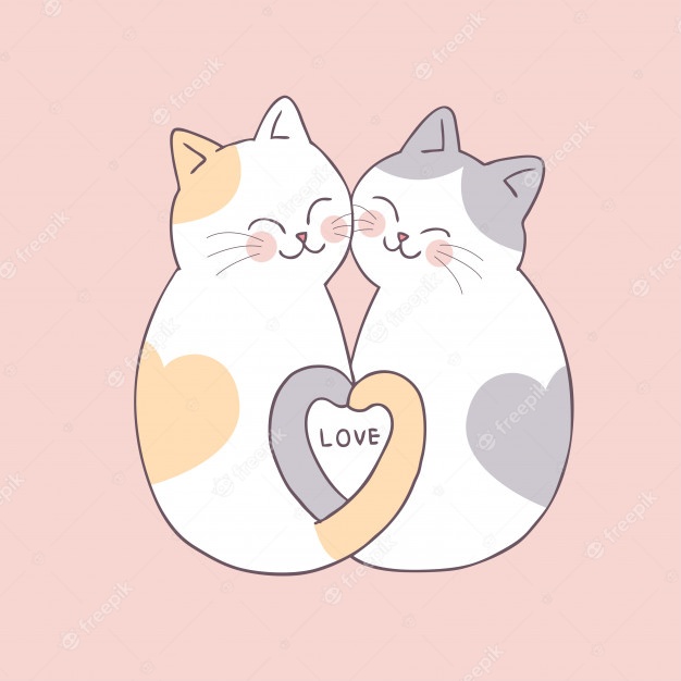 Premium Vector Cartoon cute valentines day couple cats