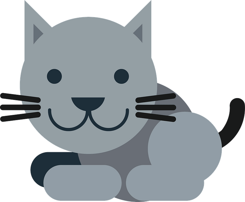 Cartoon grey cat clipart. Free download transparent .PNG
