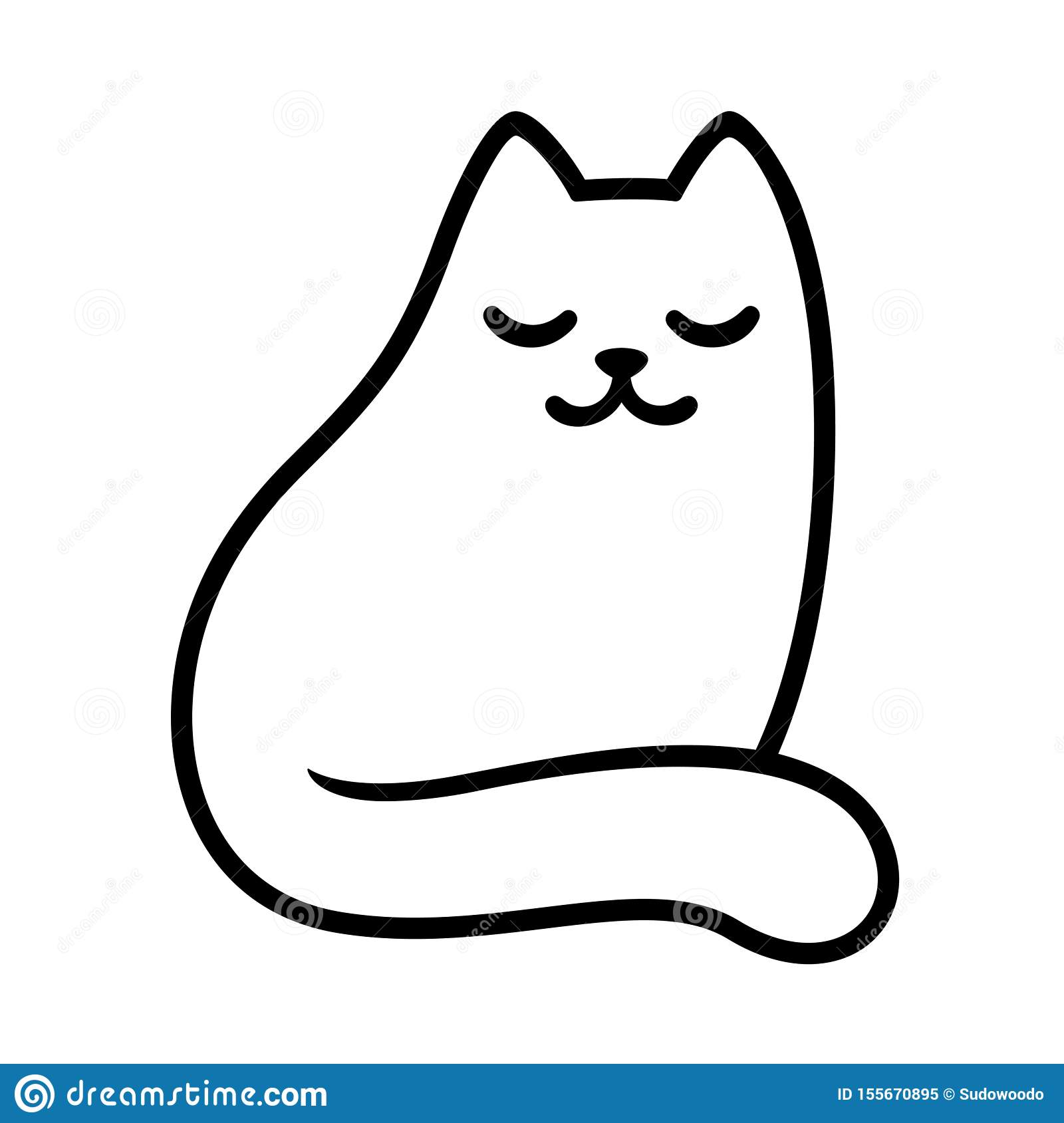 Cartoon white cat drawing stock vector. Illustration of