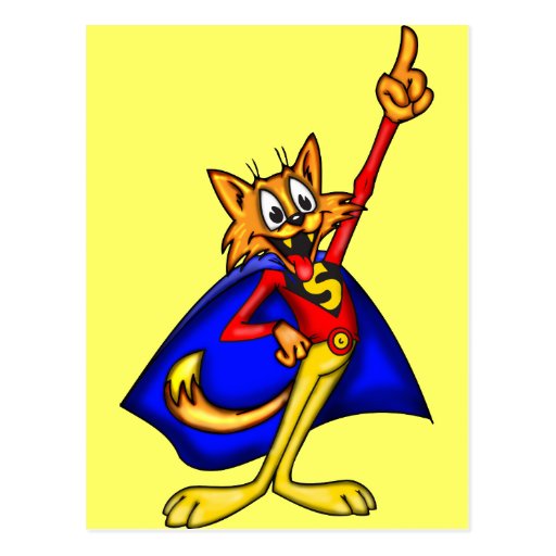 Cartoon Cat Super Hero Postcard Zazzle