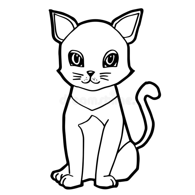 Cat Cartoon Line Art Vector Stock Vector Illustration of