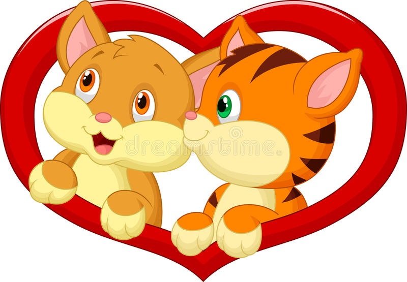Cat cartoon in love stock vector. Illustration of