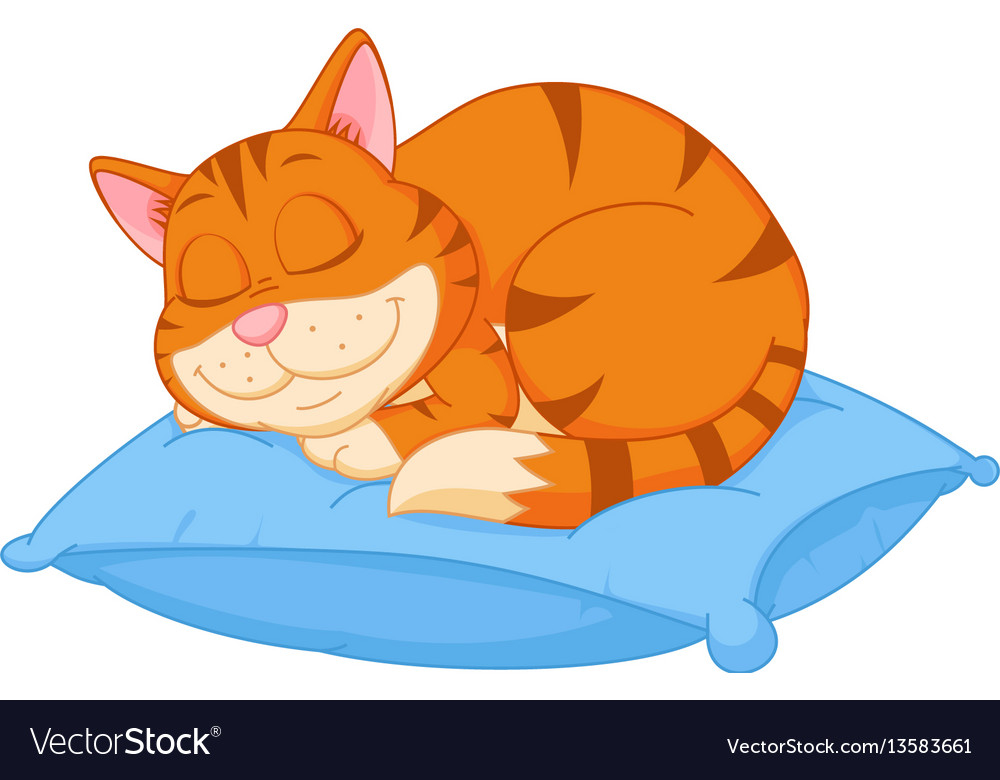 Cat cartoon sleeping on a pillow Royalty Free Vector Image