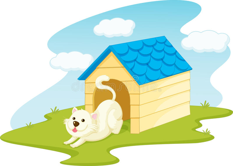 Cat and birds stock vector. Illustration of house, graphic
