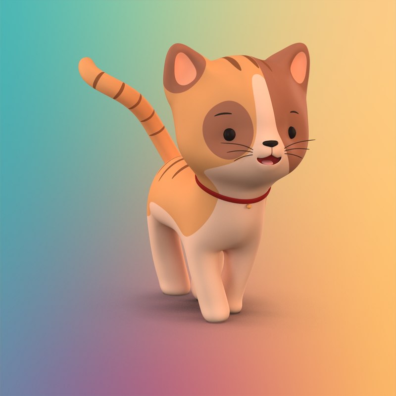 Cute cartoon cat 3D model TurboSquid 1206414
