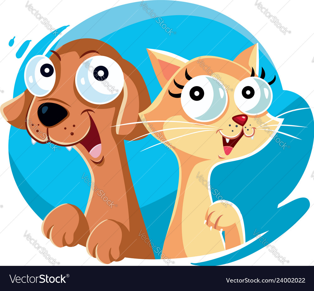 Cute cat and dog cartoon Royalty Free Vector Image
