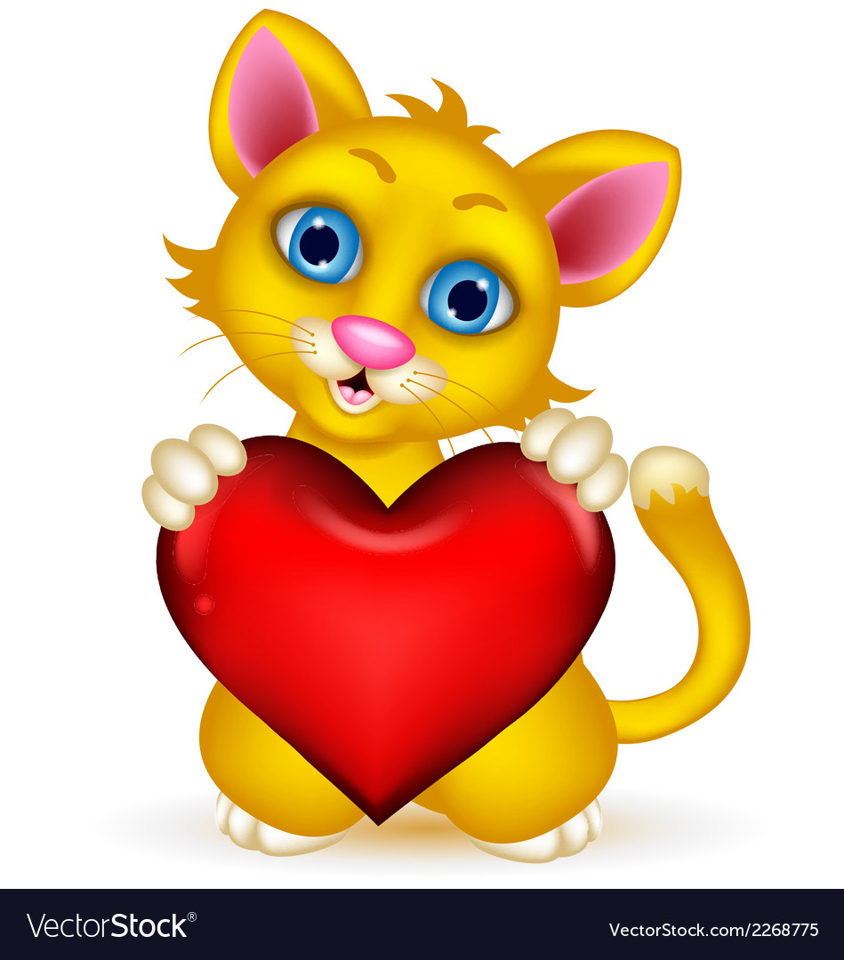 Cute cat cartoon holding heat love Royalty Free Vector Image