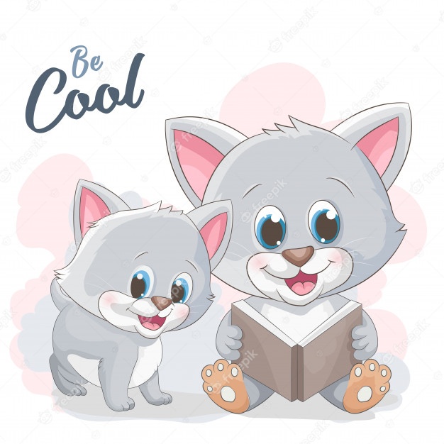 Premium Vector Cute cat cartoon illustration reading book