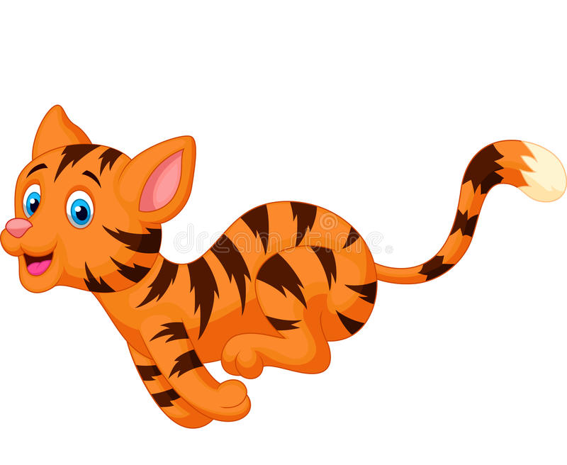 Cute cat cartoon running stock vector. Illustration of
