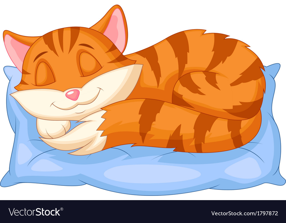 Cute cat cartoon sleeping on a pillow Royalty Free Vector