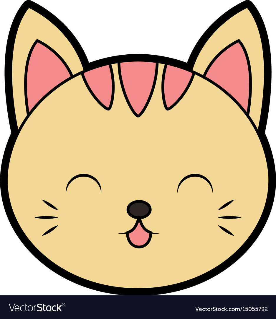 Cute cat face cartoon Royalty Free Vector Image