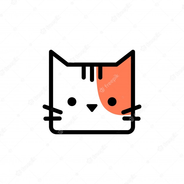 Cute cat head cartoon logo vector icon Vector Premium