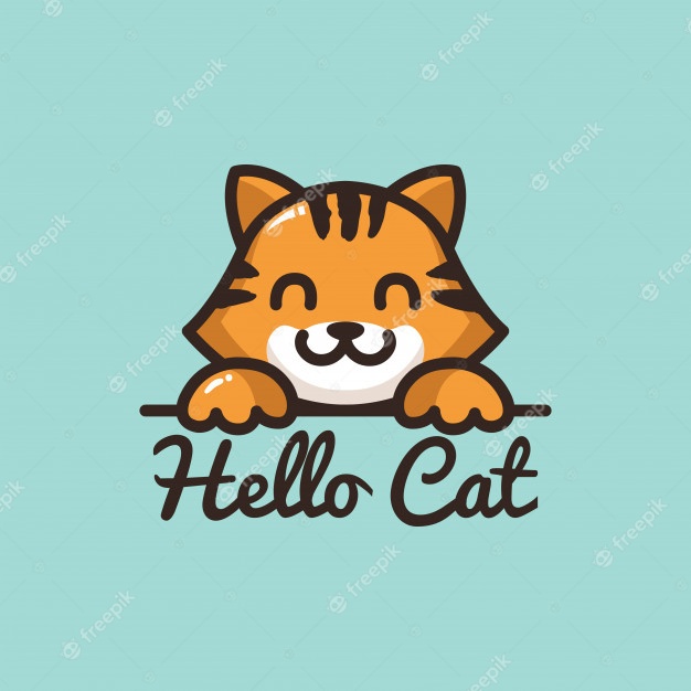 Premium Vector Cute cat logo cartoon character smile